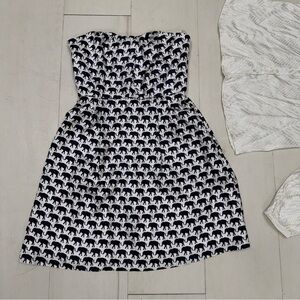 Elizabeth McKay Black and White Elephant Print Mini Dress